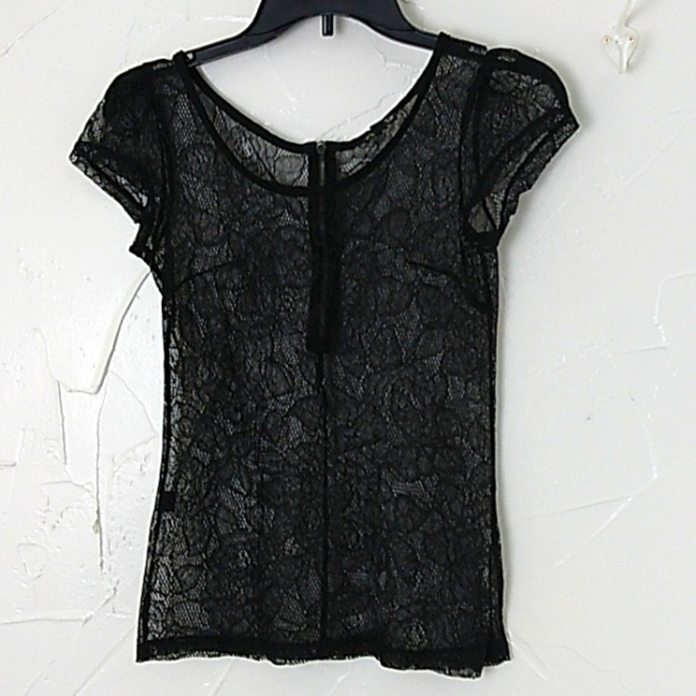 Express Lace Top Size XS Sheer Black Lace Top Dark Gothic Fairy‎ Whimsigoth